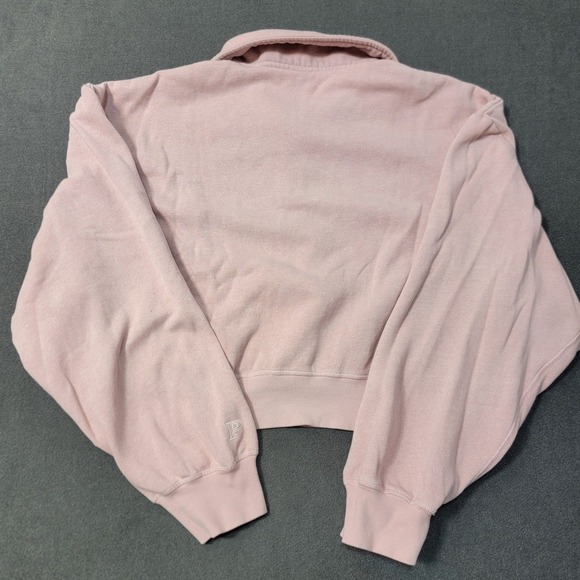NWT Victoria's Secret PINK Cropped Polo Pullover Sweatshirt Pink Fleece Medium - Picture 8 of 8